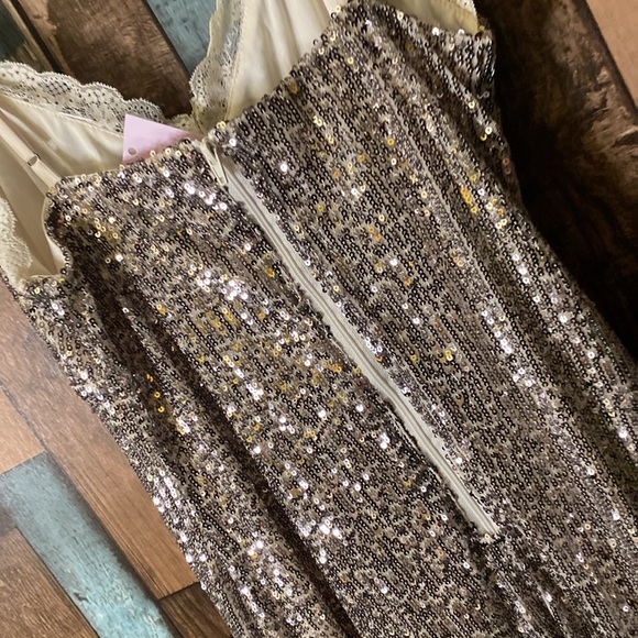 Wild fable silver sequins and lace trim stretchy dress - Picture 15 of 16